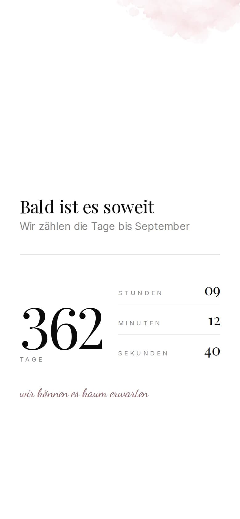 Bereich Countdown einer Beispieleinladung auf dem Handy
