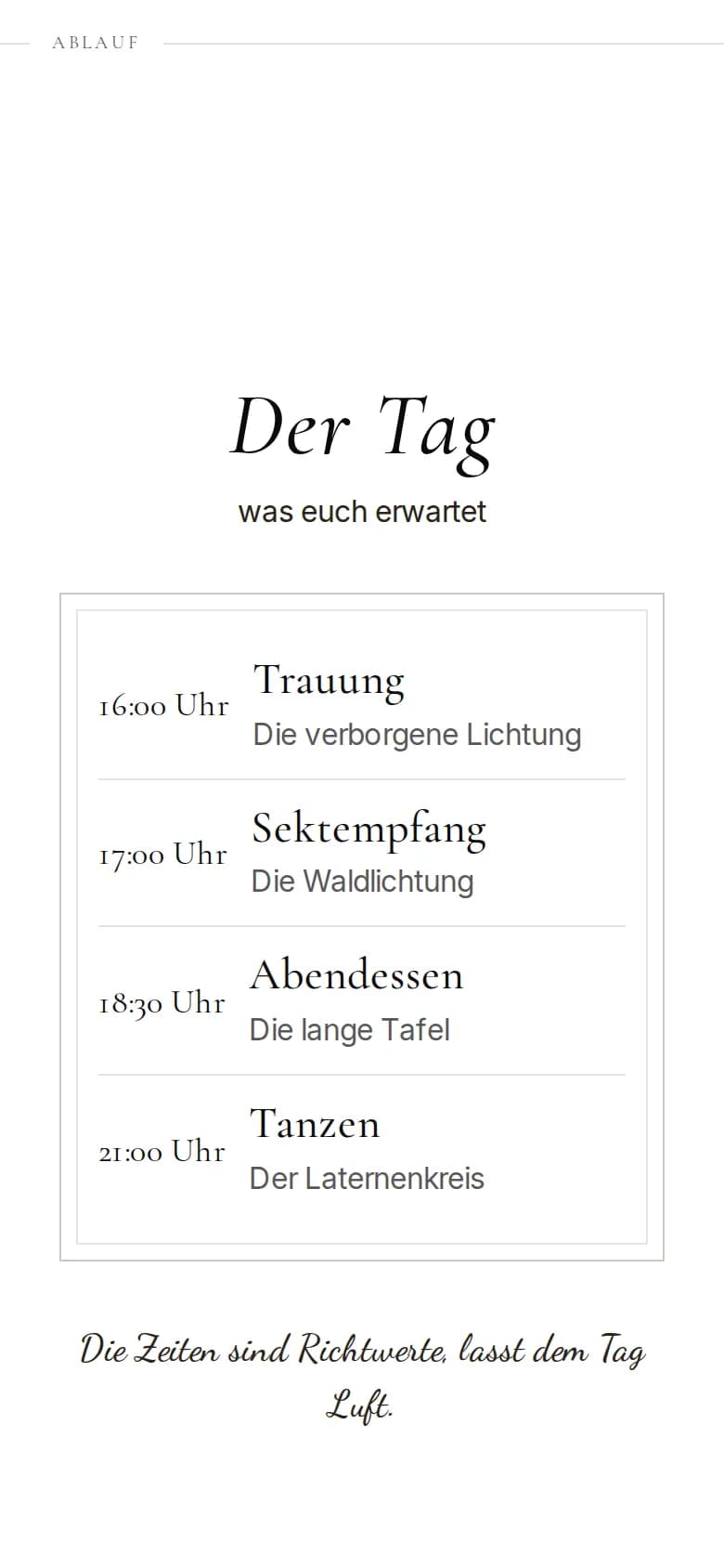 Bereich Ablauf einer Beispieleinladung auf dem Handy