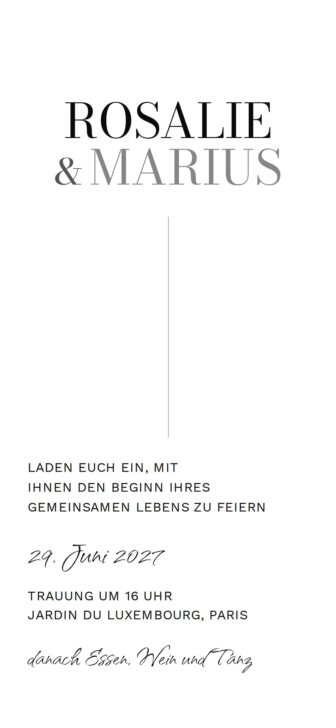Beispiel-Hochzeitseinladung im Design Marmor auf dem Handy