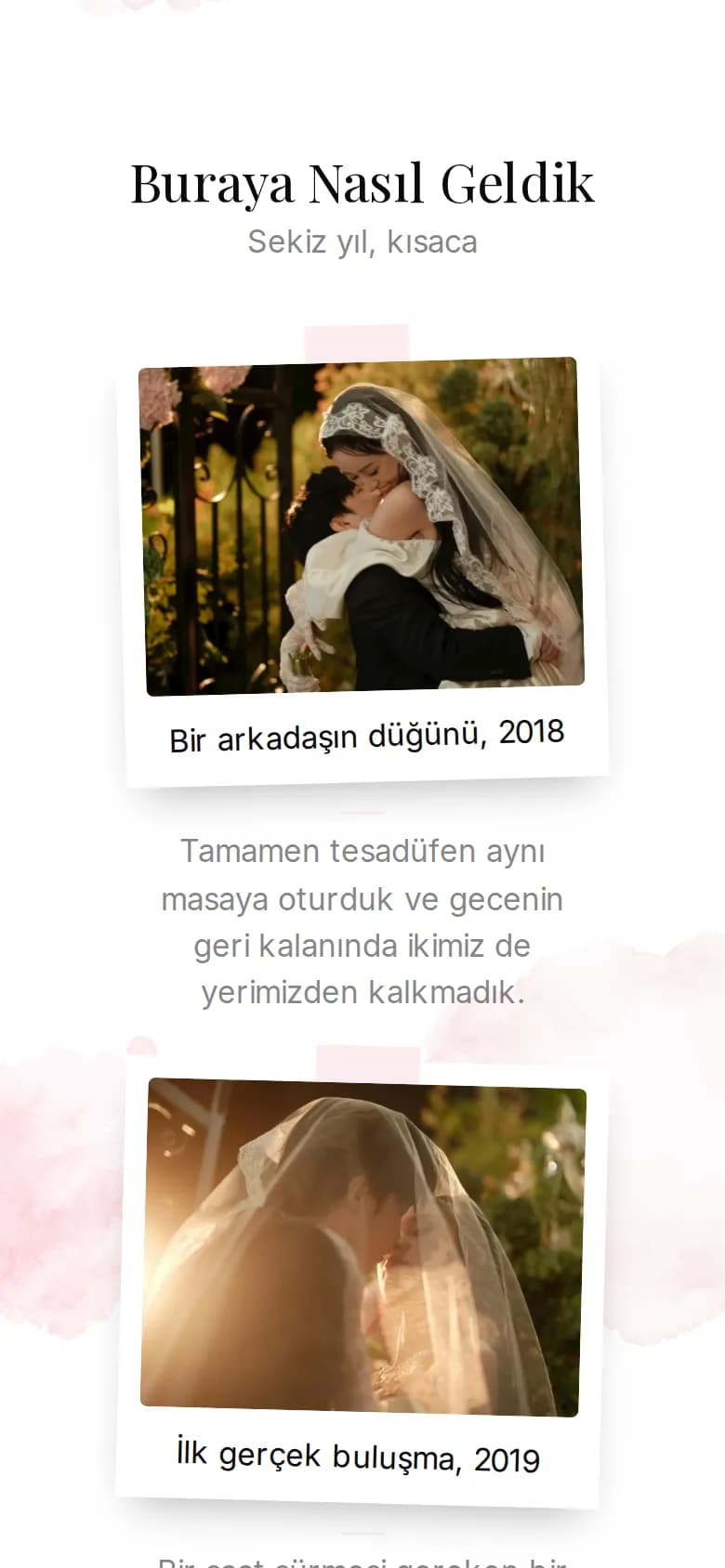 Telefonda bir örnek davetiyenin Hikayemiz bölümü