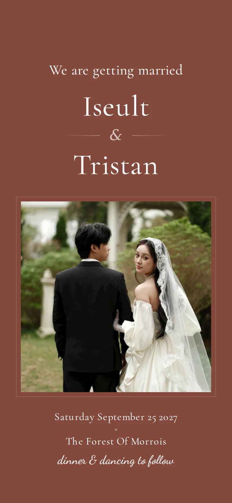 The example invitation in the Terracotta theme